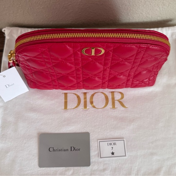 NEW DIOR Large Caro Lambskin Leather Pouch - Picture 2 of 9
